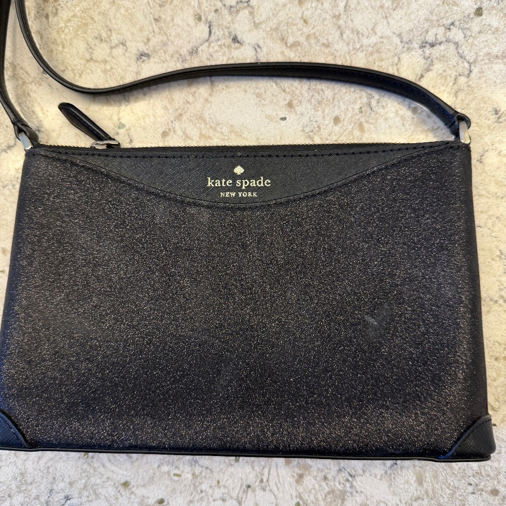 Kate Spade New York Black Glitter‎ Fabric Crossbody evening  Bag -cp